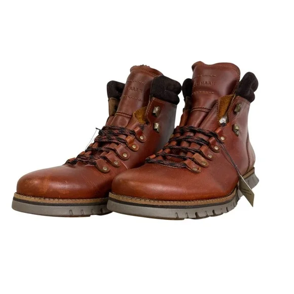 Cole Haan Mens Zeroground Brown Leather Lace Up Waterproof Hiking Boots Size 9M - Picture 2 of 8